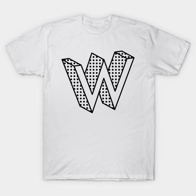 3D Ben Day Dot Isometric Letter W T-Shirt by murialbezanson